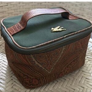 Etro Vintage Travel Cosmetic Toiletry Vanity Makeup Bag Rare Fabric Paisley EUC